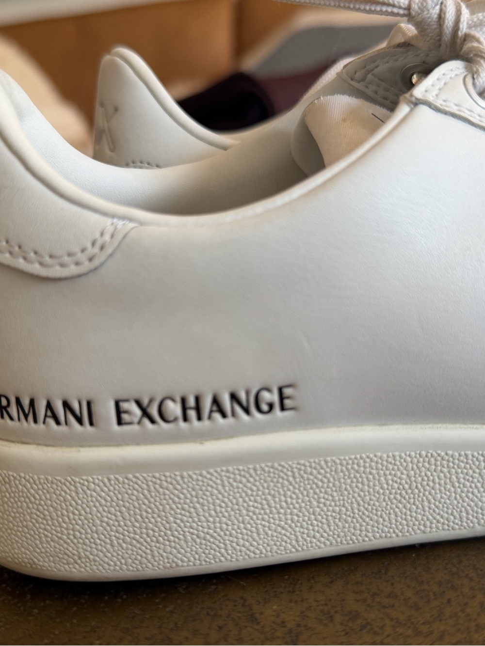 Armani Exchange White Leather Sneakers | Size 10 (Fits Like 9 or 9.5)